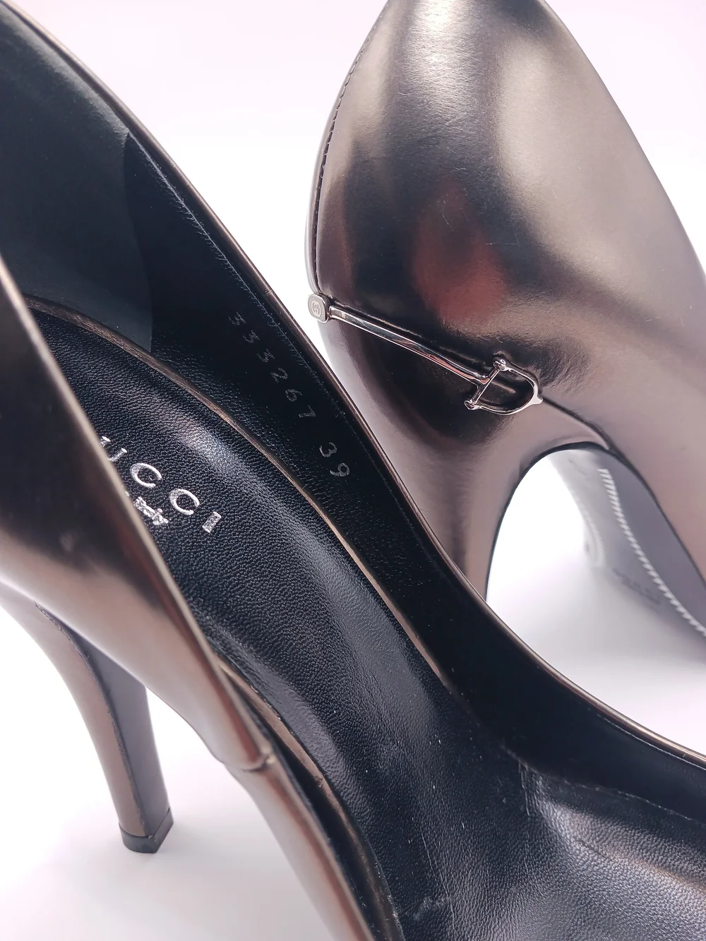 Gucci - Leather High-Heel Pumps in Metallic Bronze